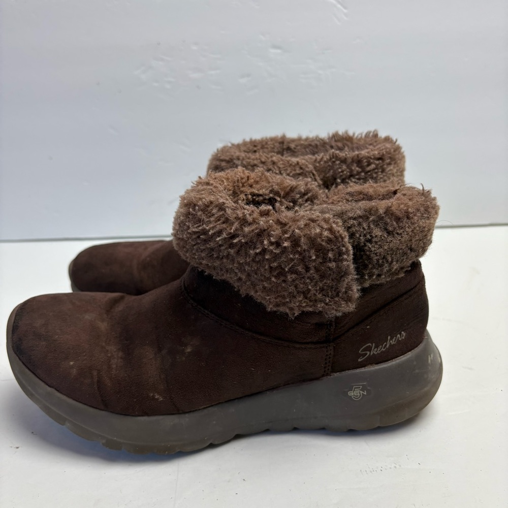 Skechers On The Go Joy Brown Suede Ankle Boots Faux Fur Women’s size 6 Snow